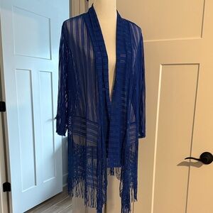 Chico's Royal Blue Fringe Cape